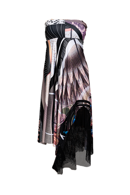 GAIA printed asymmetric midi dress