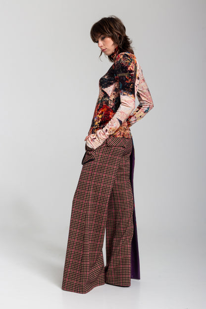 unique printed velvet turtleneck