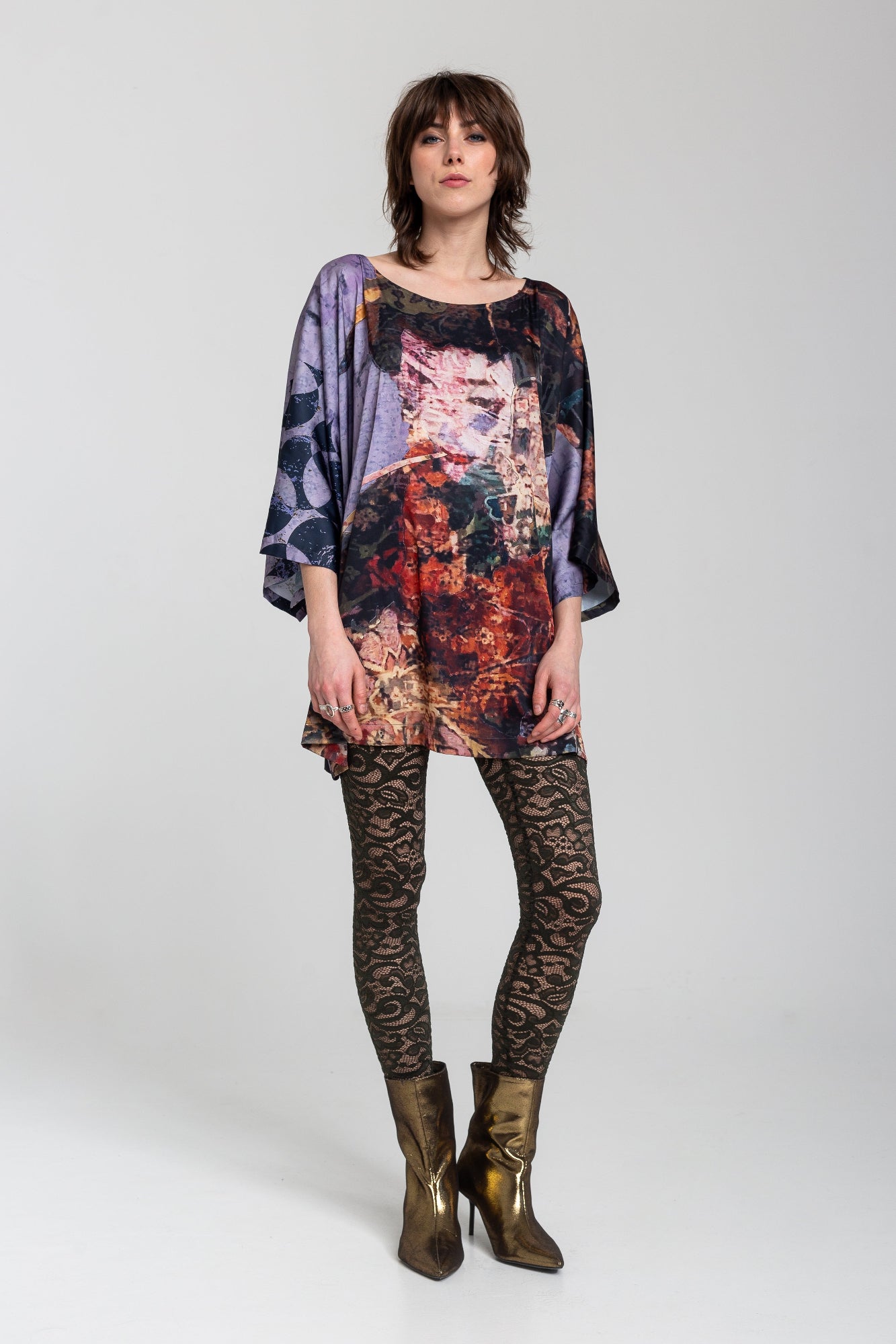 unique printed mini dress