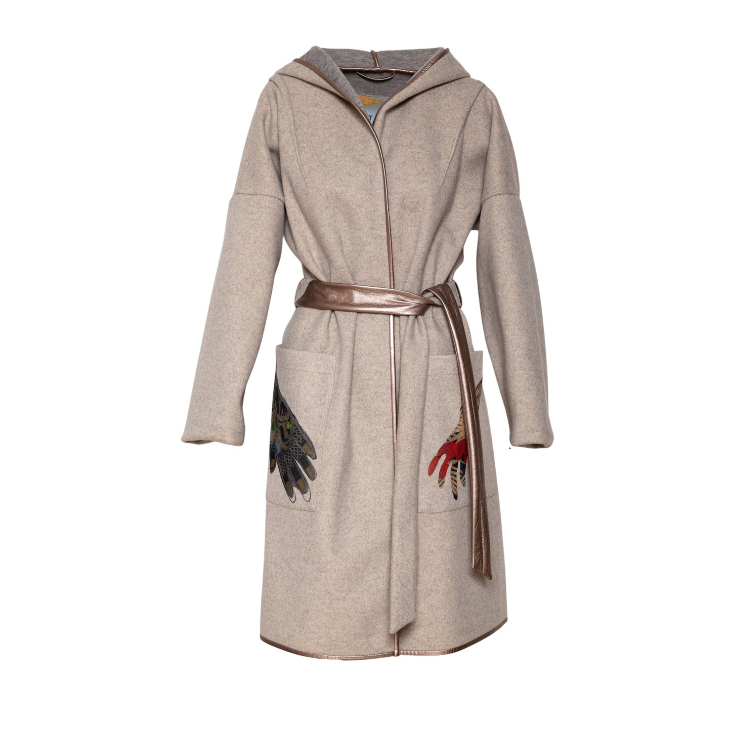 overlapped hooded short coat