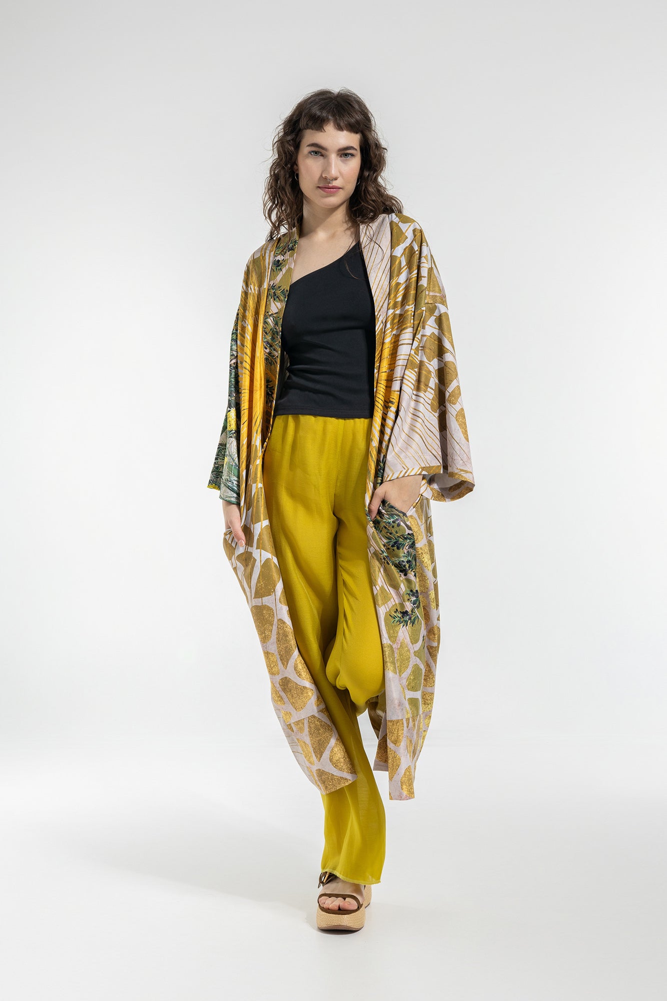 Gold Fennel Maxi Kimono