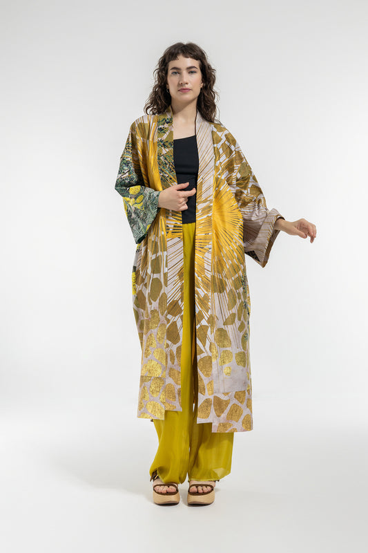 Gold Fennel Maxi Kimono