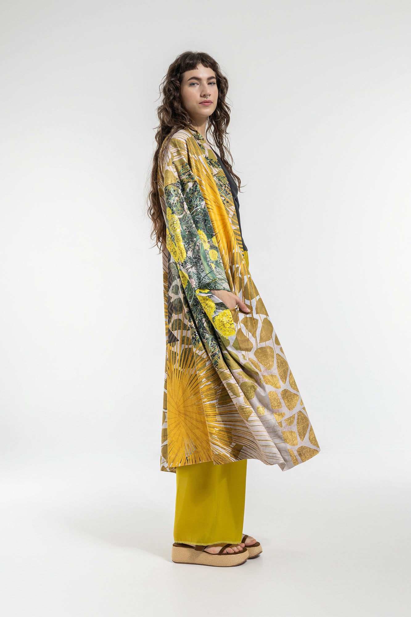 Gold Fennel Maxi Kimono