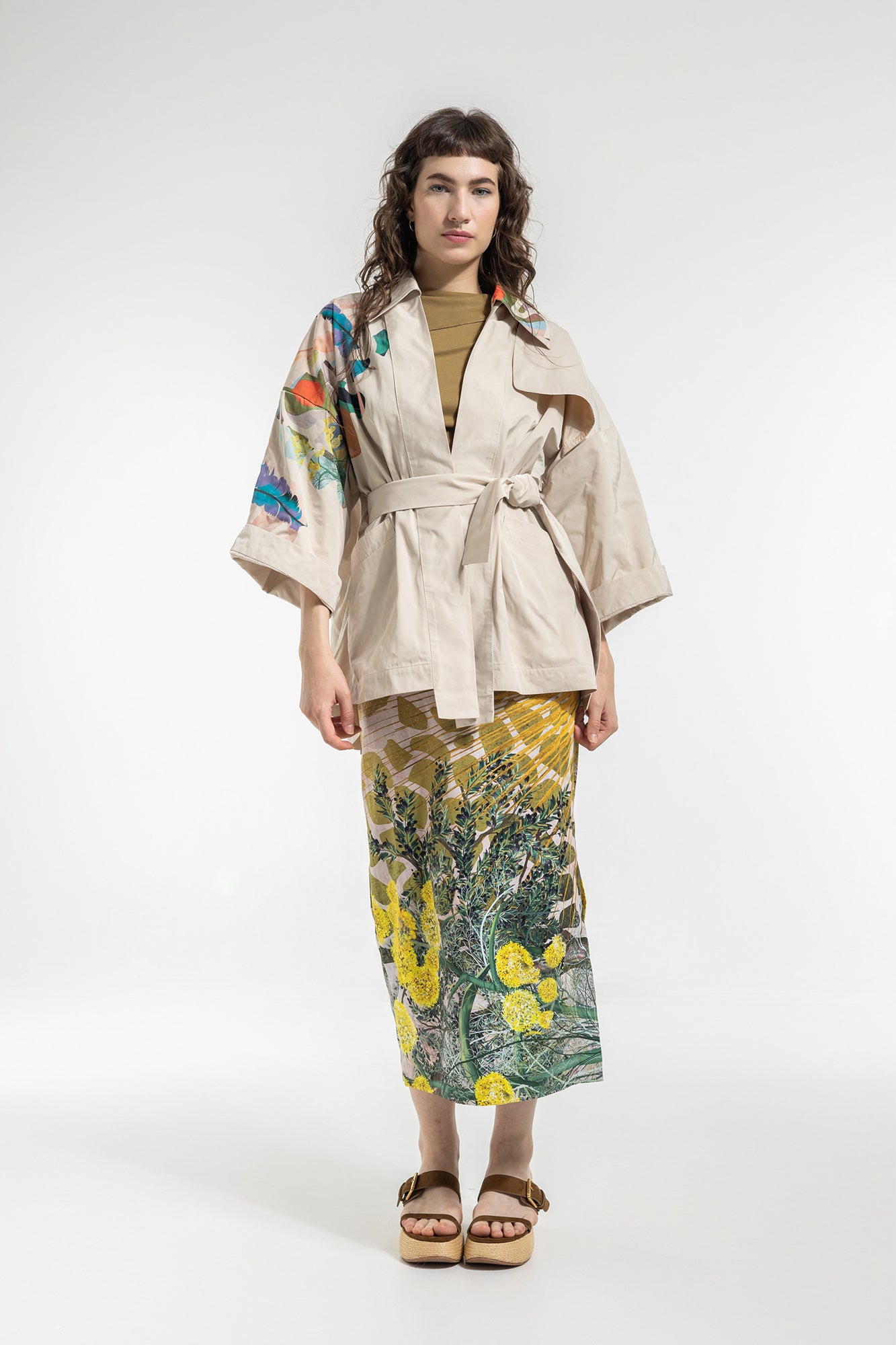 midi pencil skirt with unique print