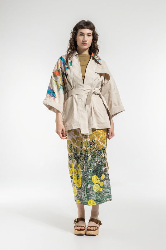 midi pencil skirt with unique print