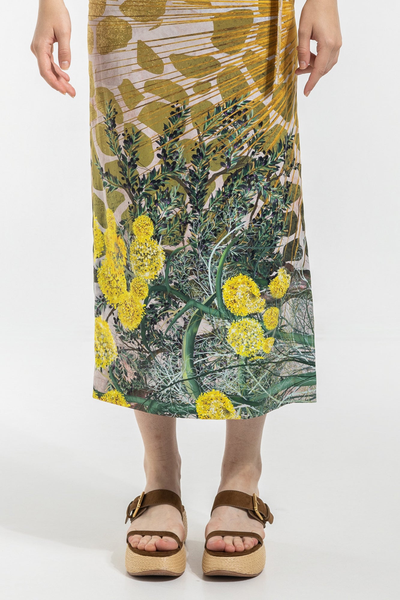 printed midi pencil skirt