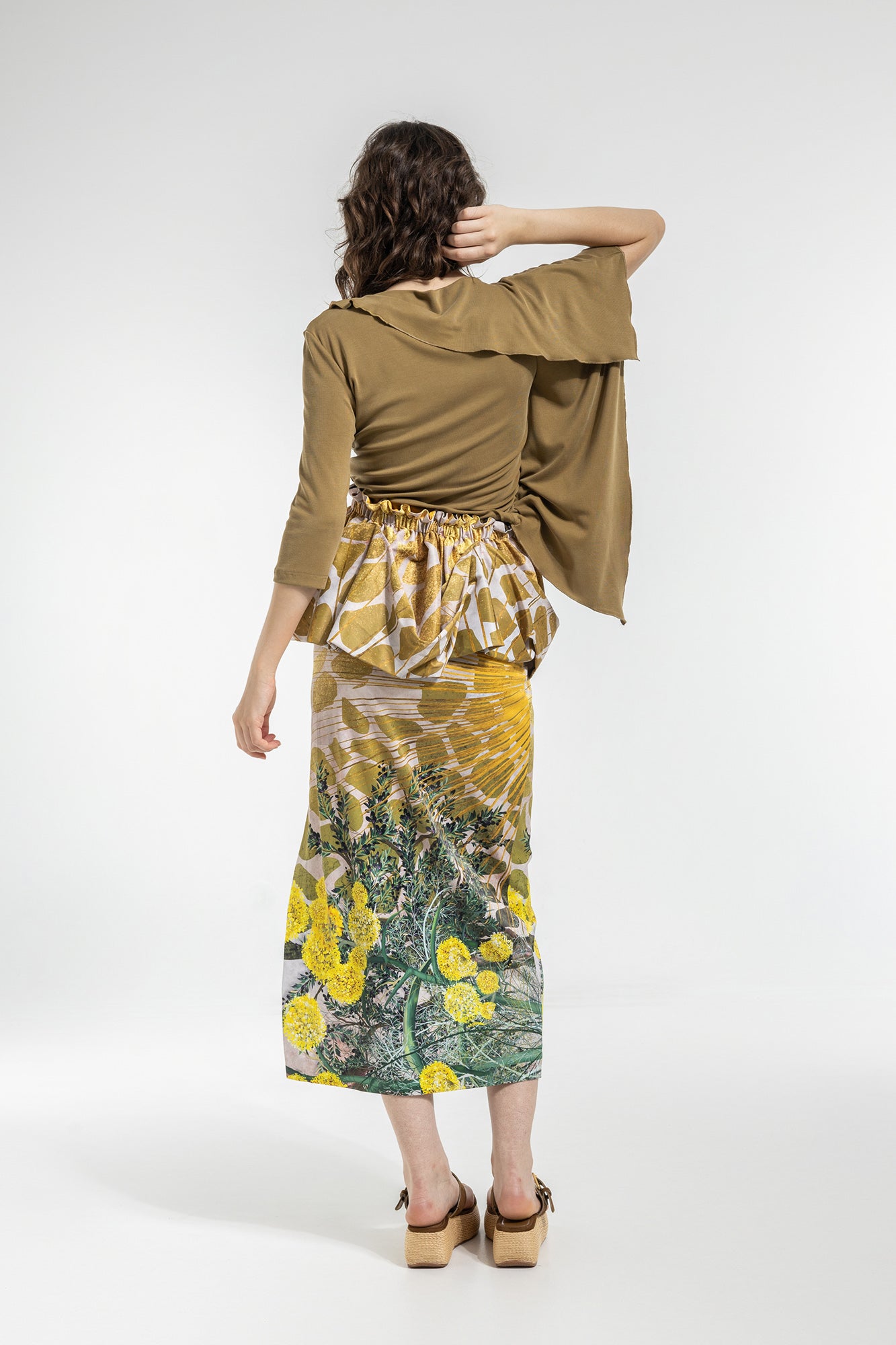 unique printed midi pencil skirt