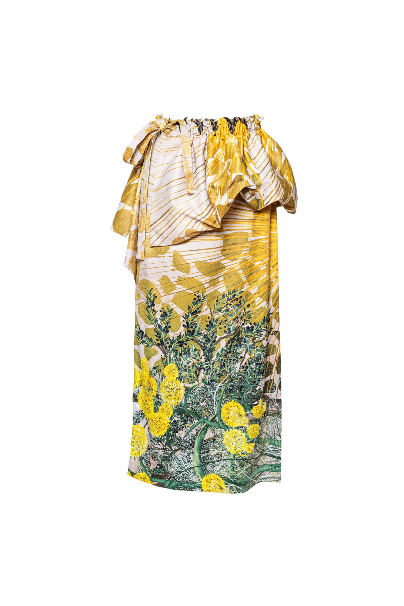 Gold Fennel Pencil Skirt with Ruffled Belt Artista Budapest