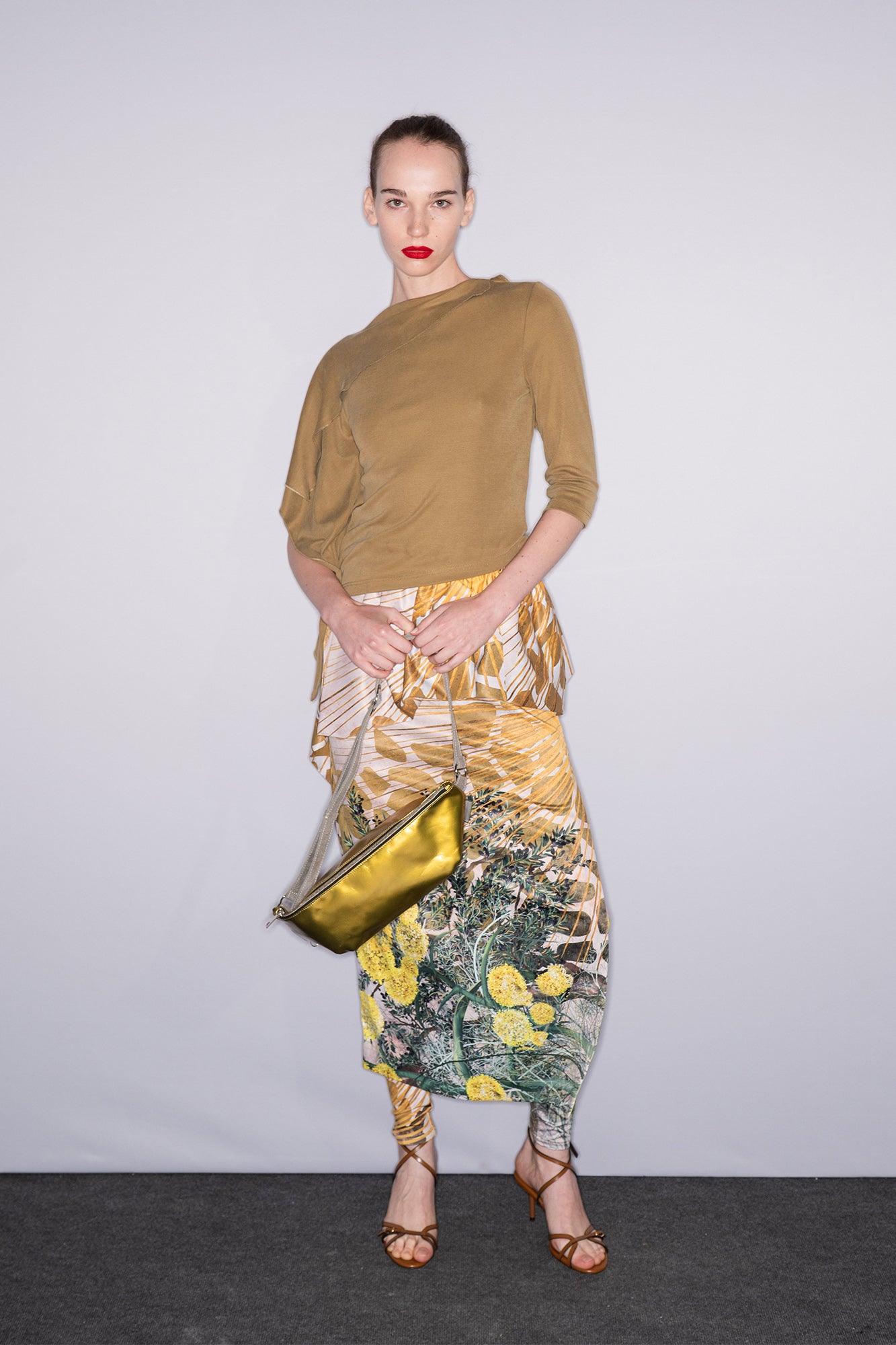 Gold Fennel Printed Elastic Leggings at BCEFW