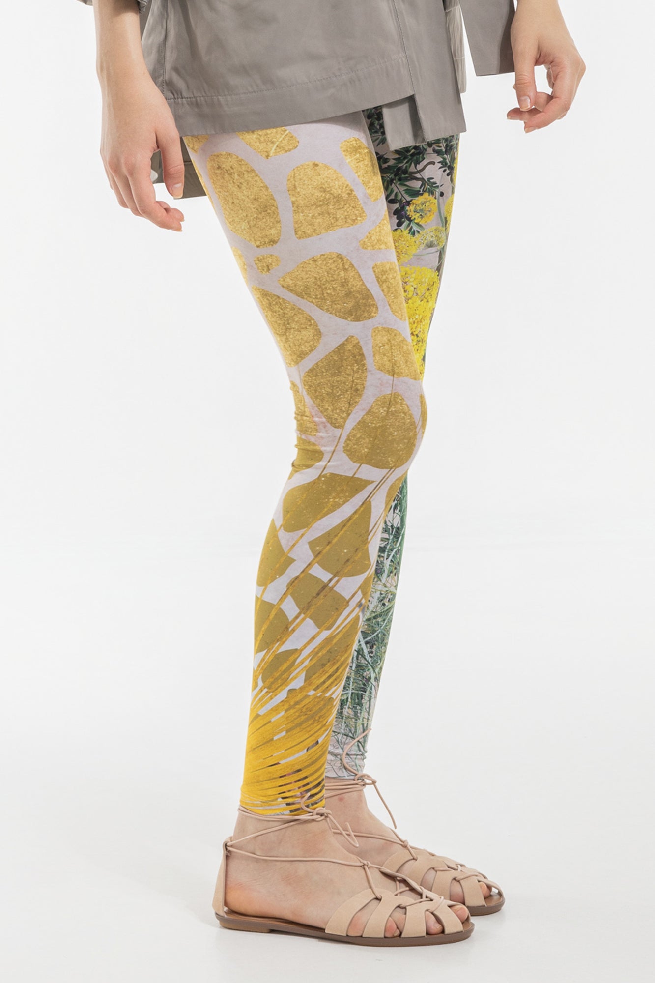 printed elastic leggings layering piece