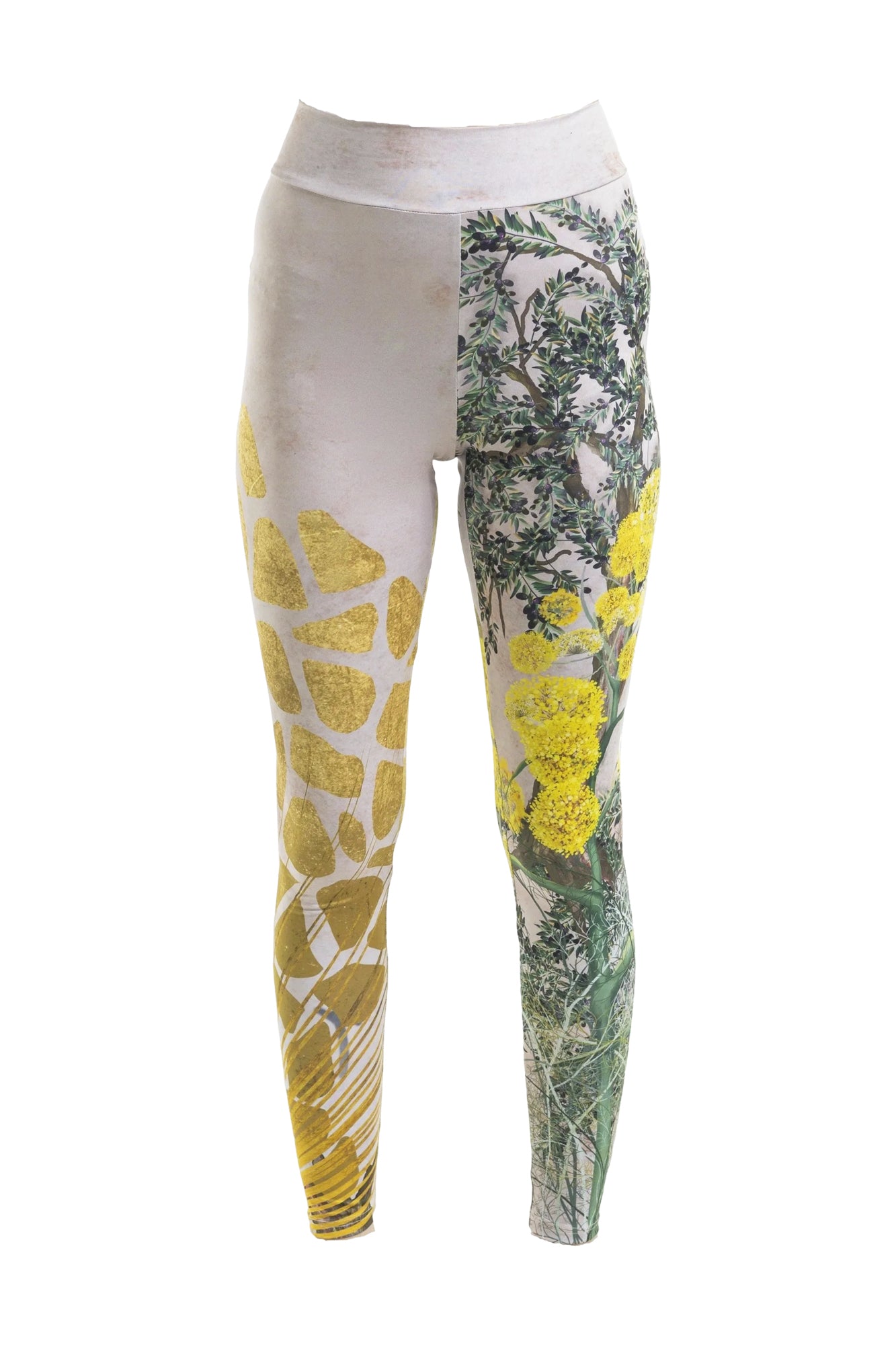 Gold Fennel Printed Elastic Leggings
