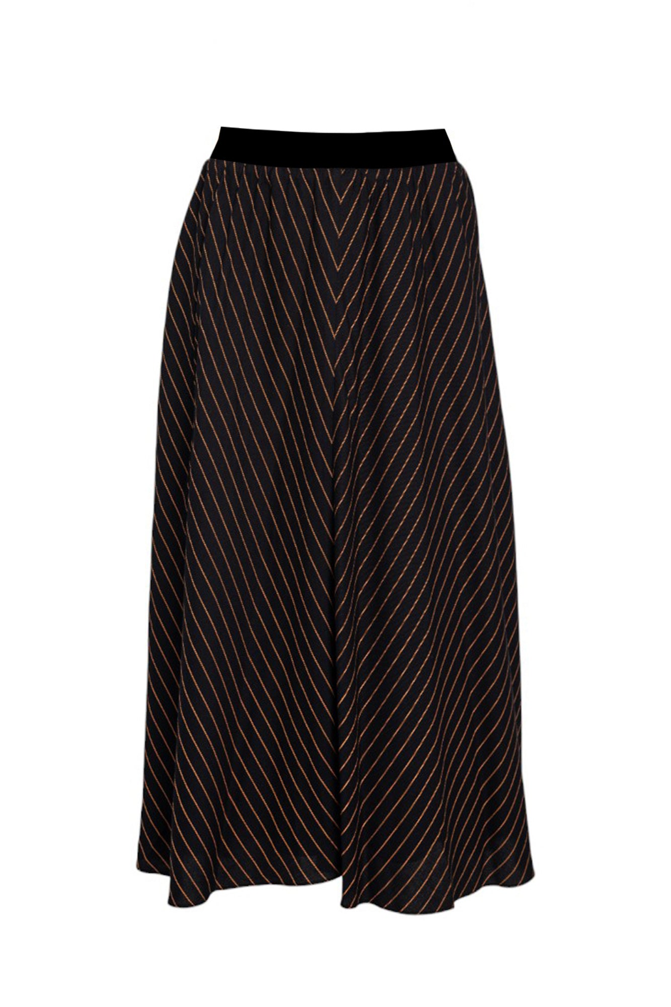 pinstriped viscose midi skirt