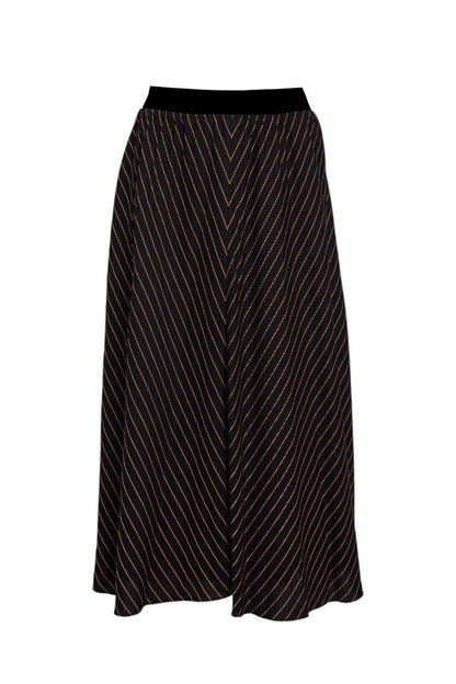 pinstriped viscose midi skirt