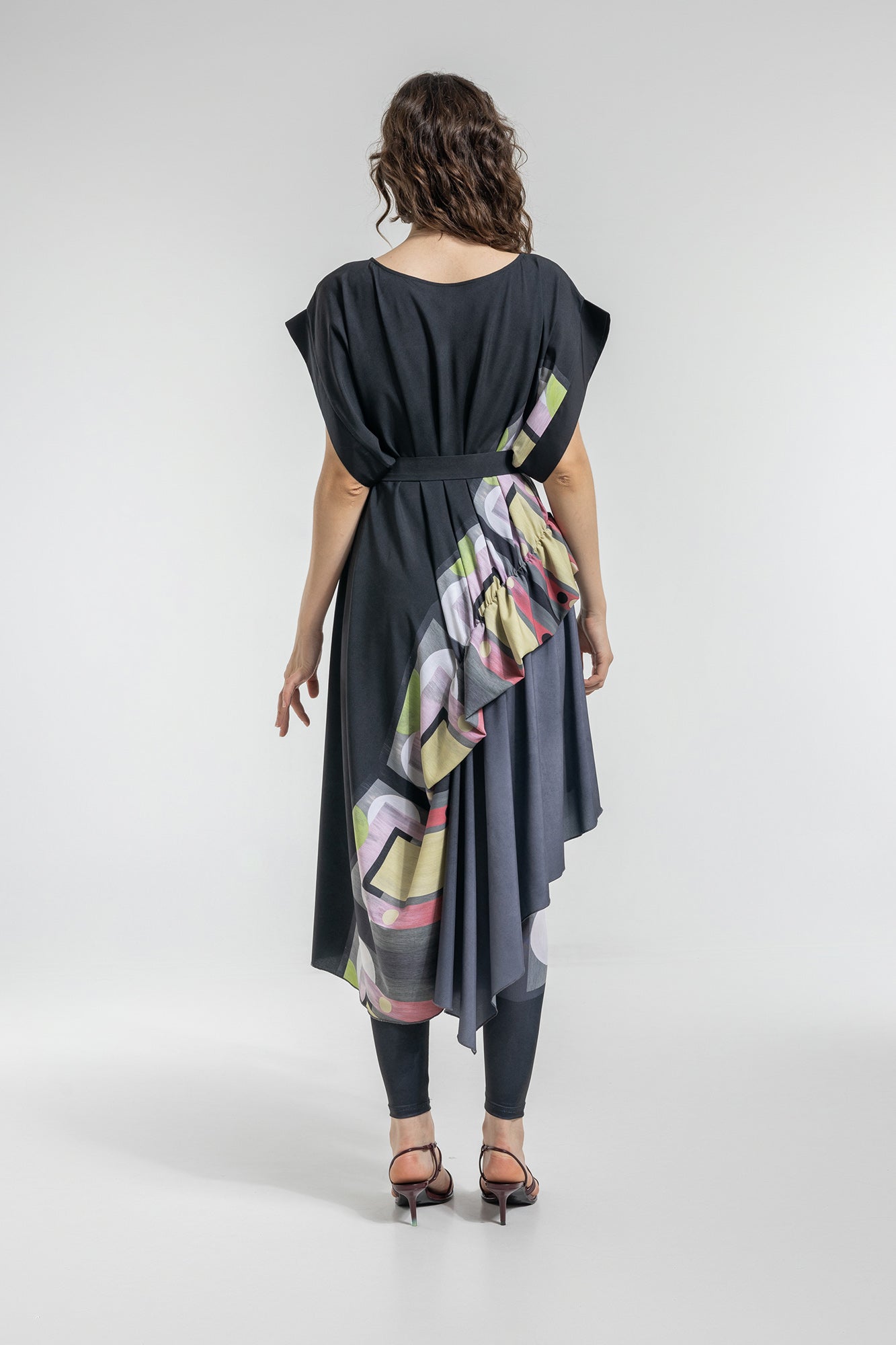 maxi dress with asymmetric hemline