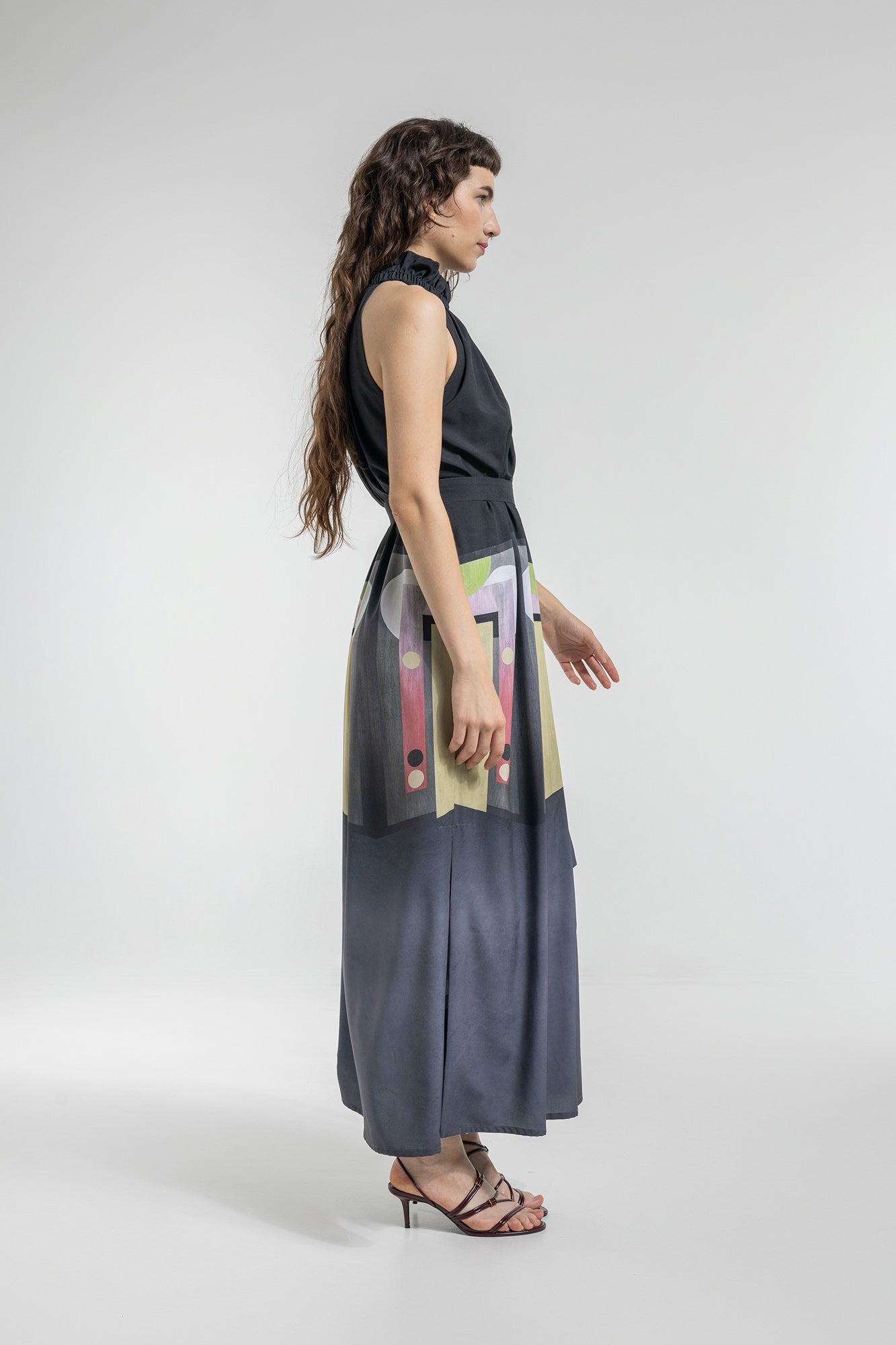 halter neck maxi dress with side slits