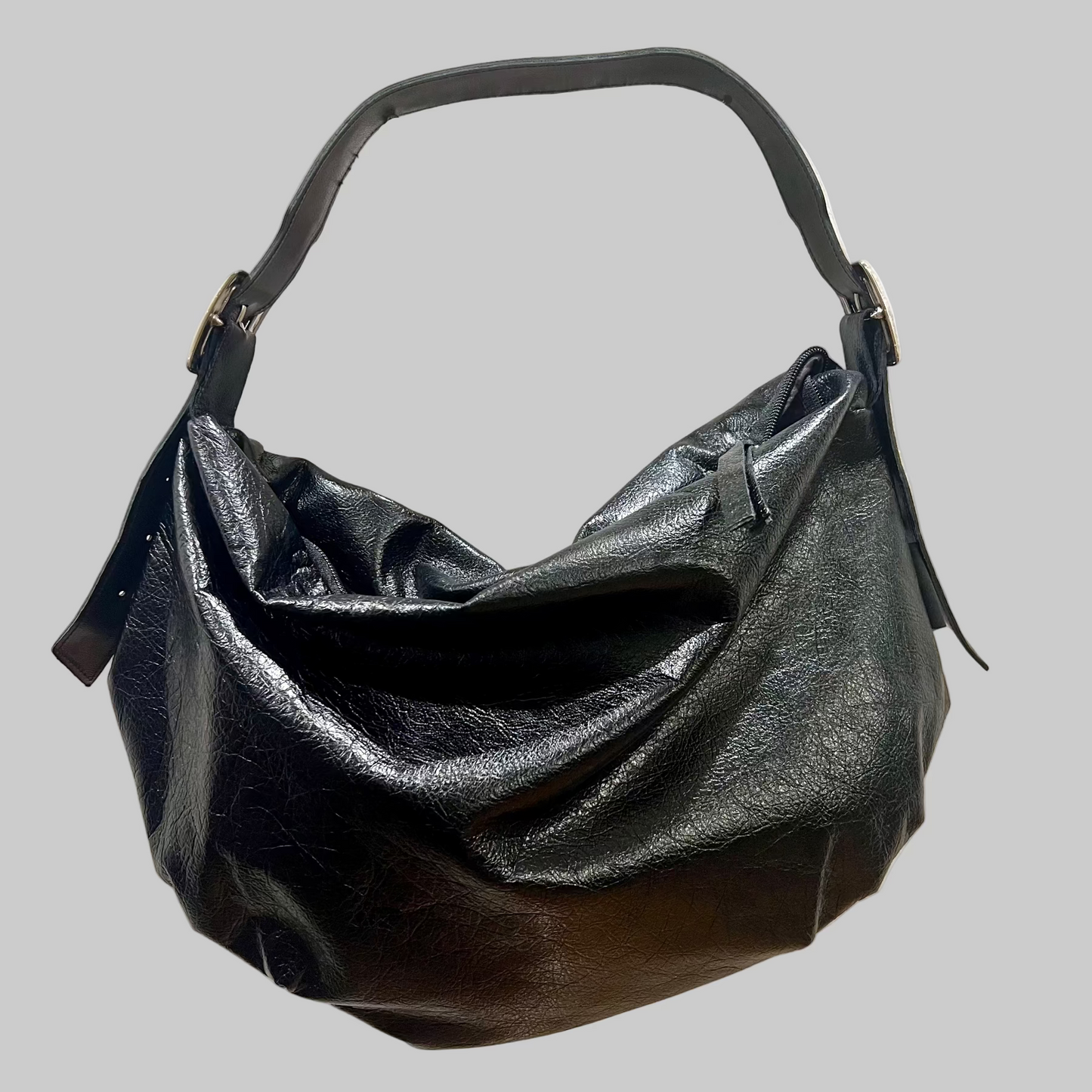 BLACK LEATHER little Bubble Bag