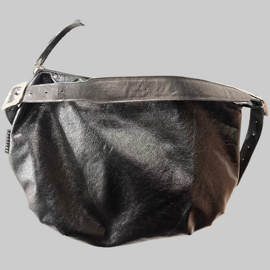 BLACK LEATHER little Bubble Bag