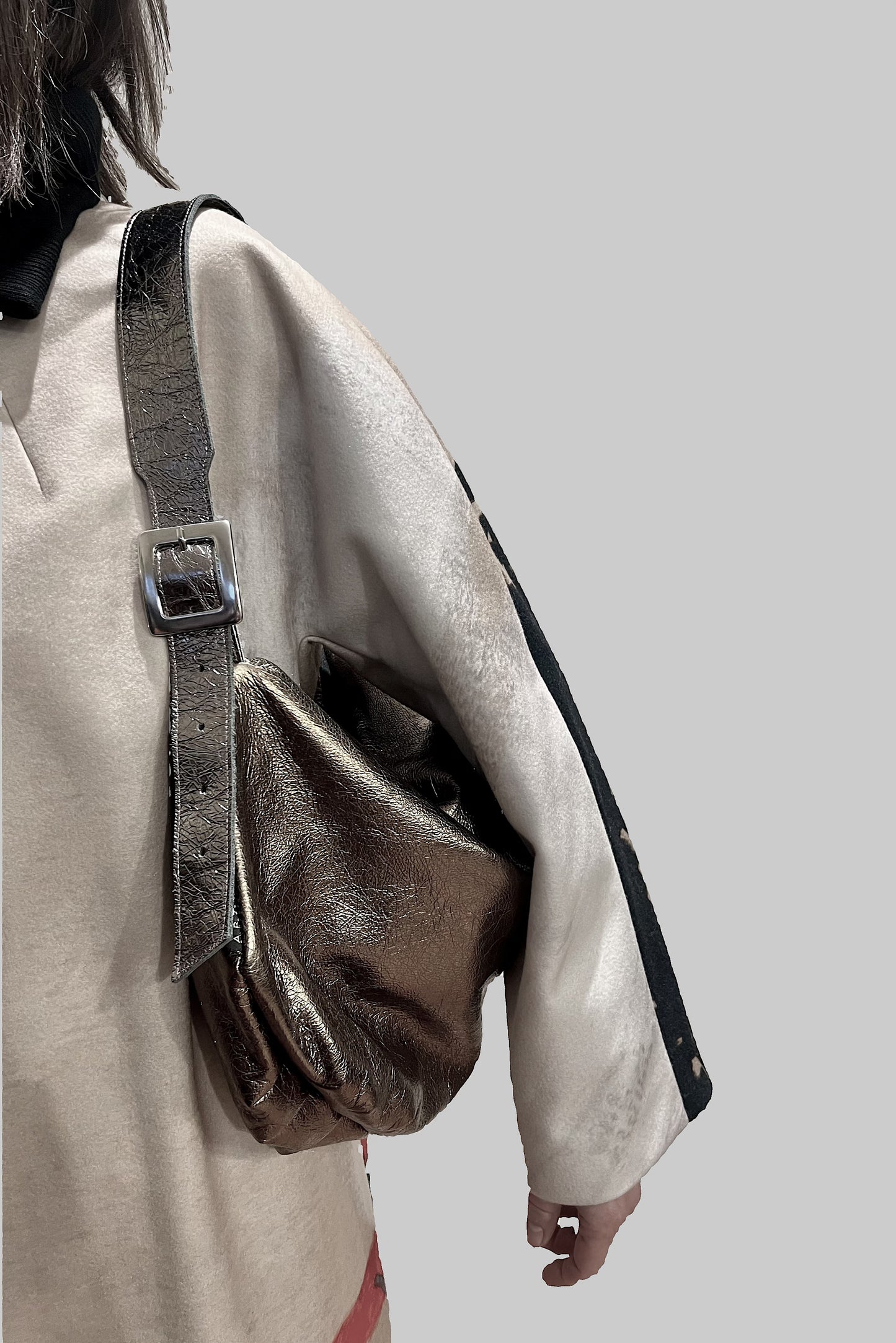 BLACK LEATHER little Bubble Bag