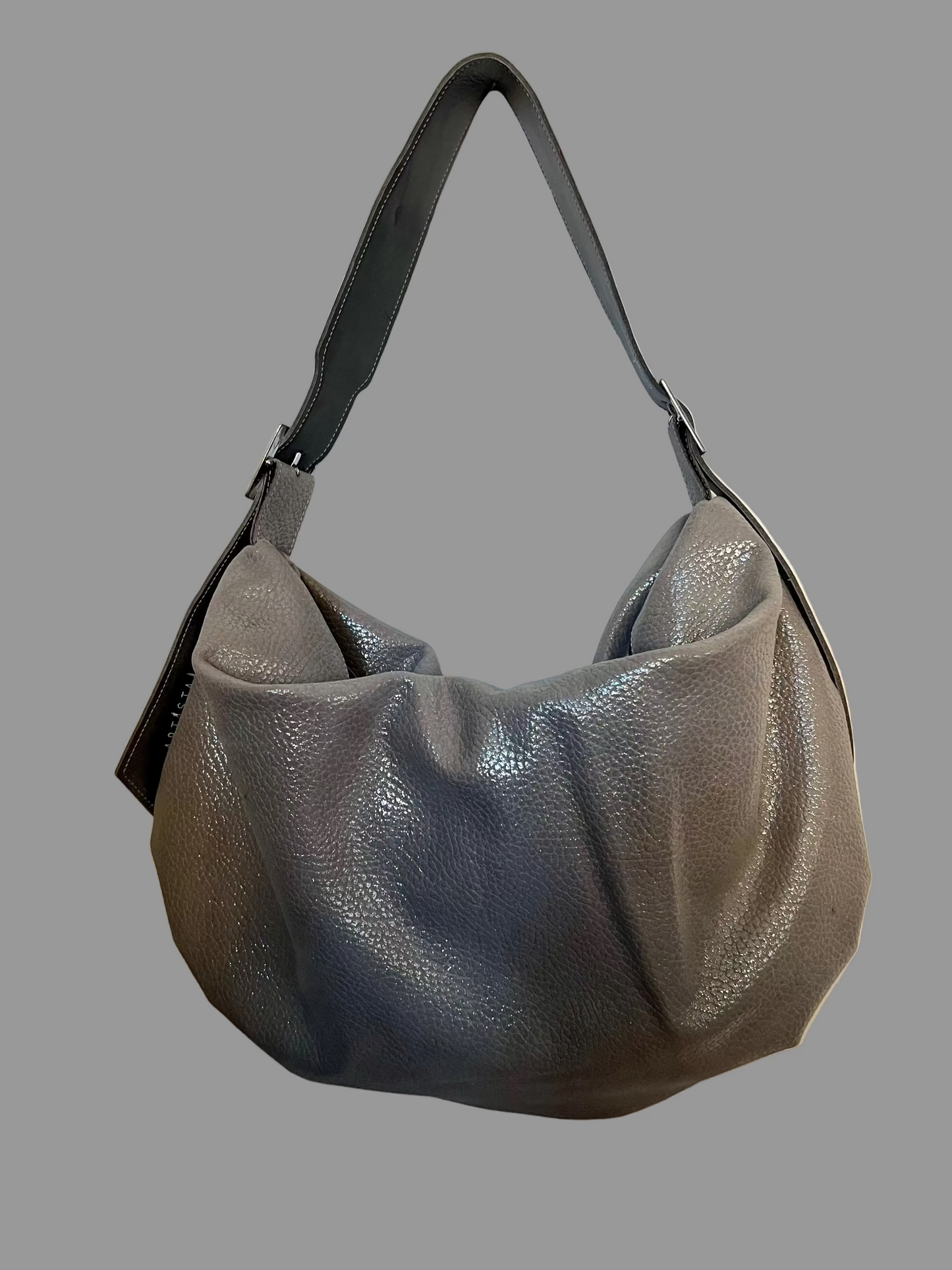 SOFT SILVER  little leather bubble bag