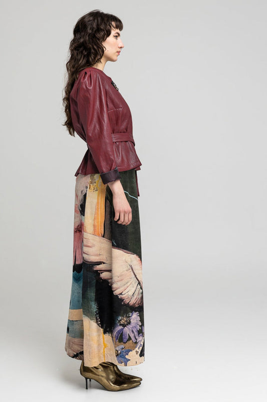 ELARA Burgundy Eco-Leather Jacket