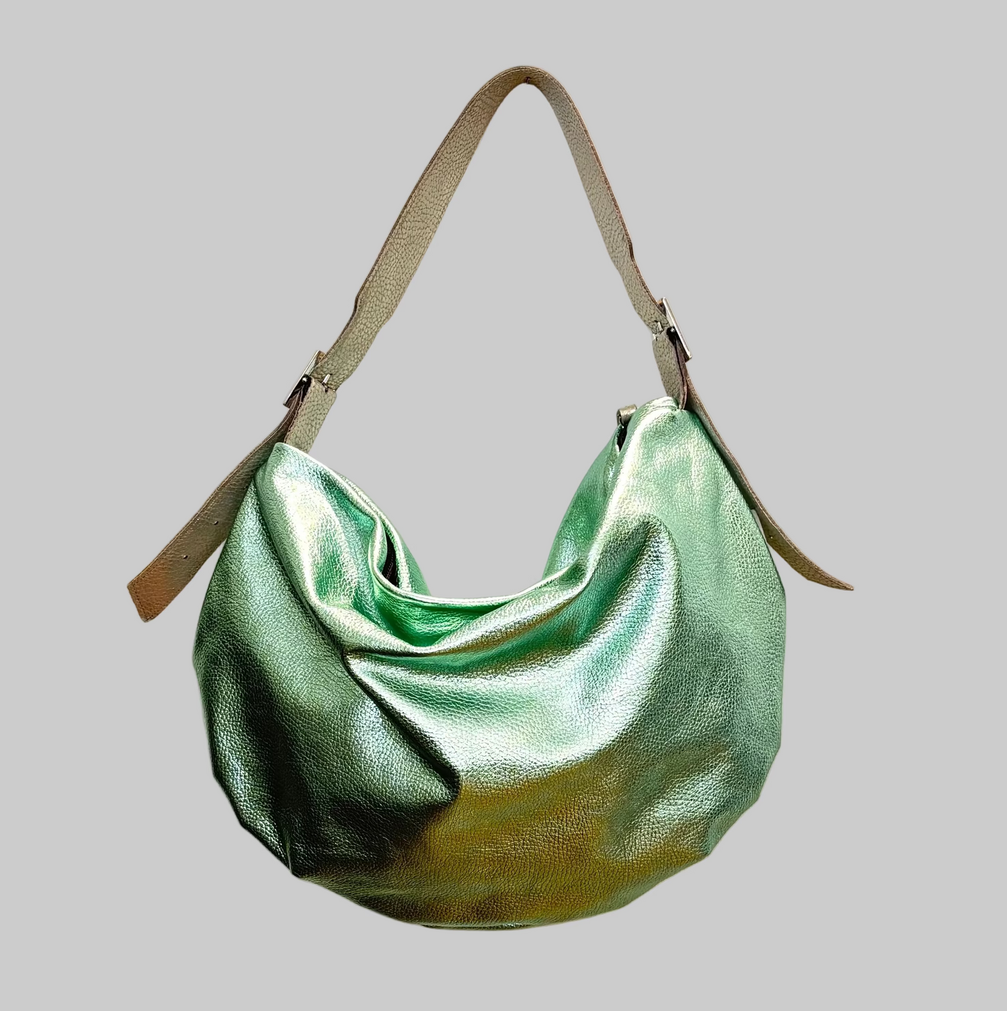 Neon Mint Leather Bubble Bag