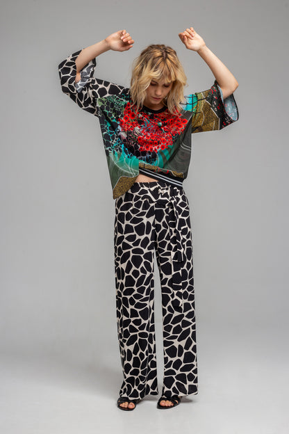 IZA printed palazzo leg pants