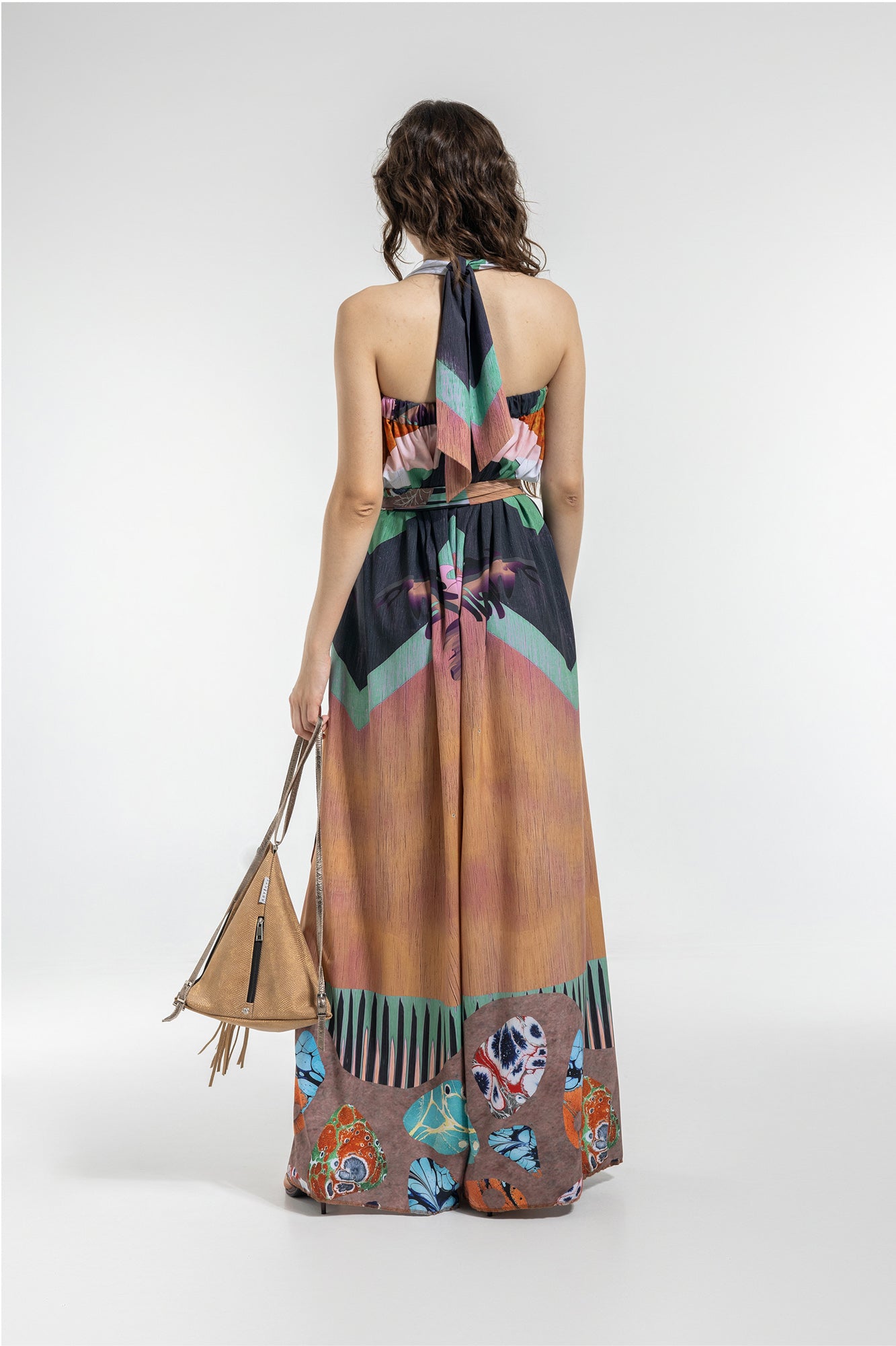 wide palazzo leg jumpsuit stretchable fabric