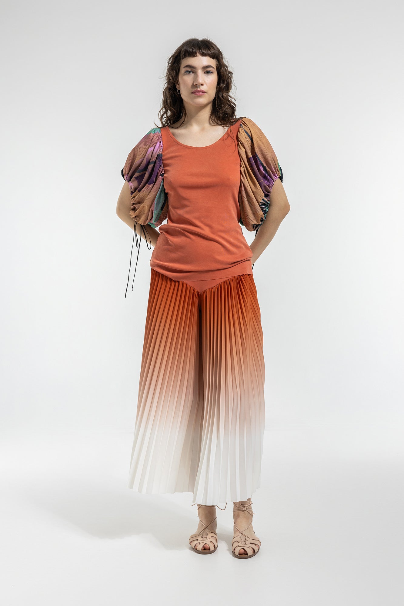 softly curved round neck top