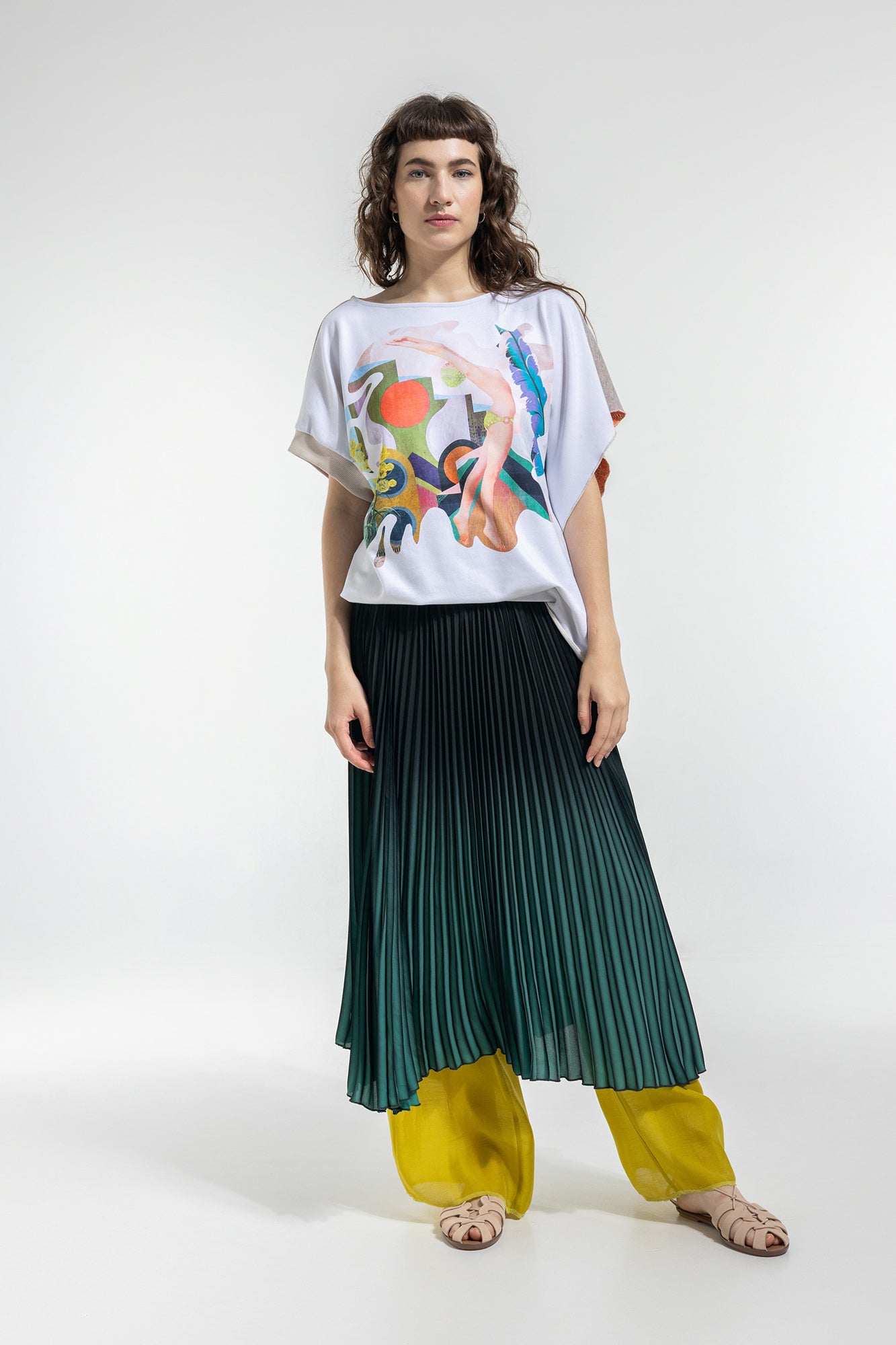 asymmetric vivid printed top