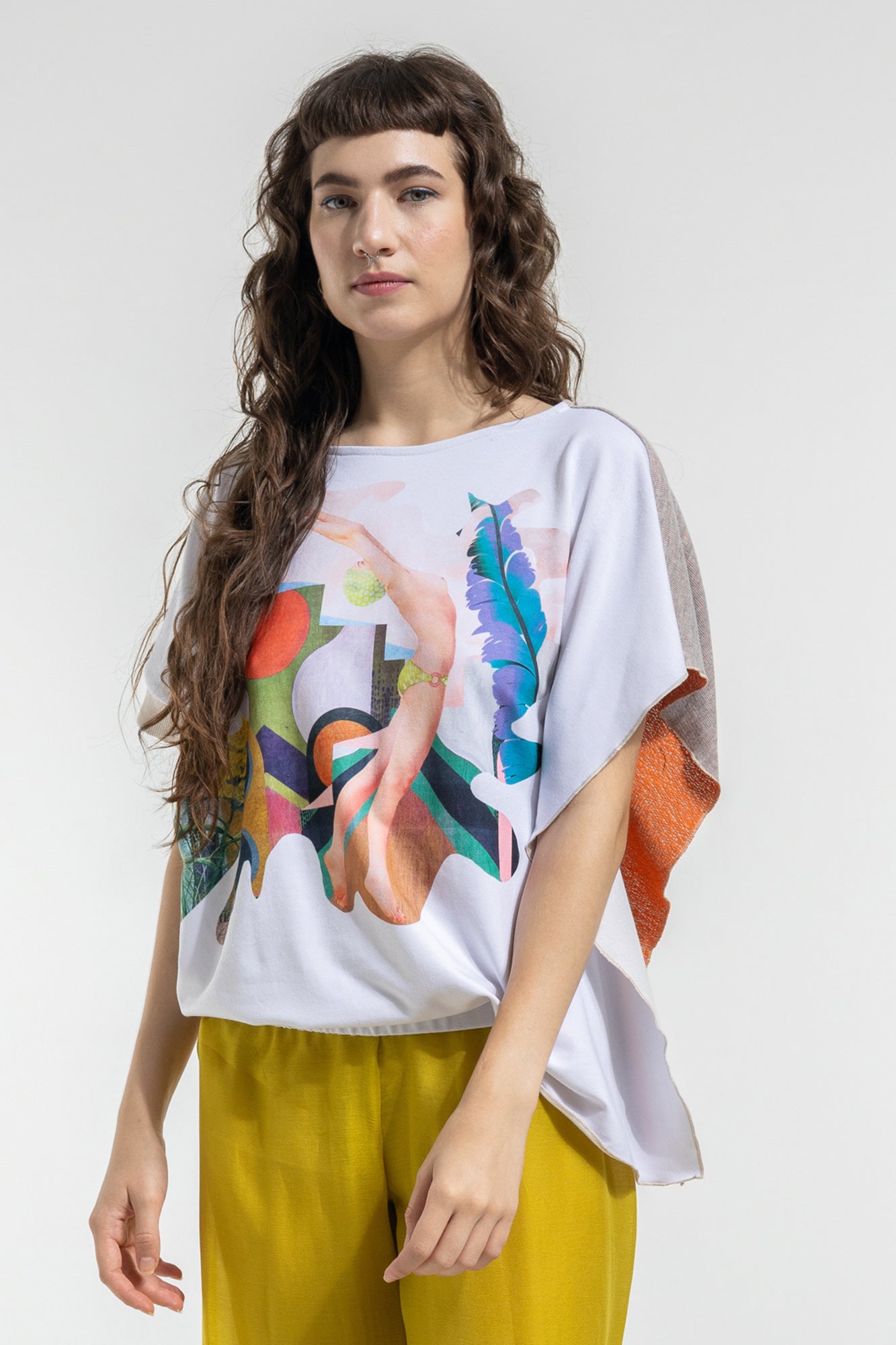 asymmetric top with boat neck