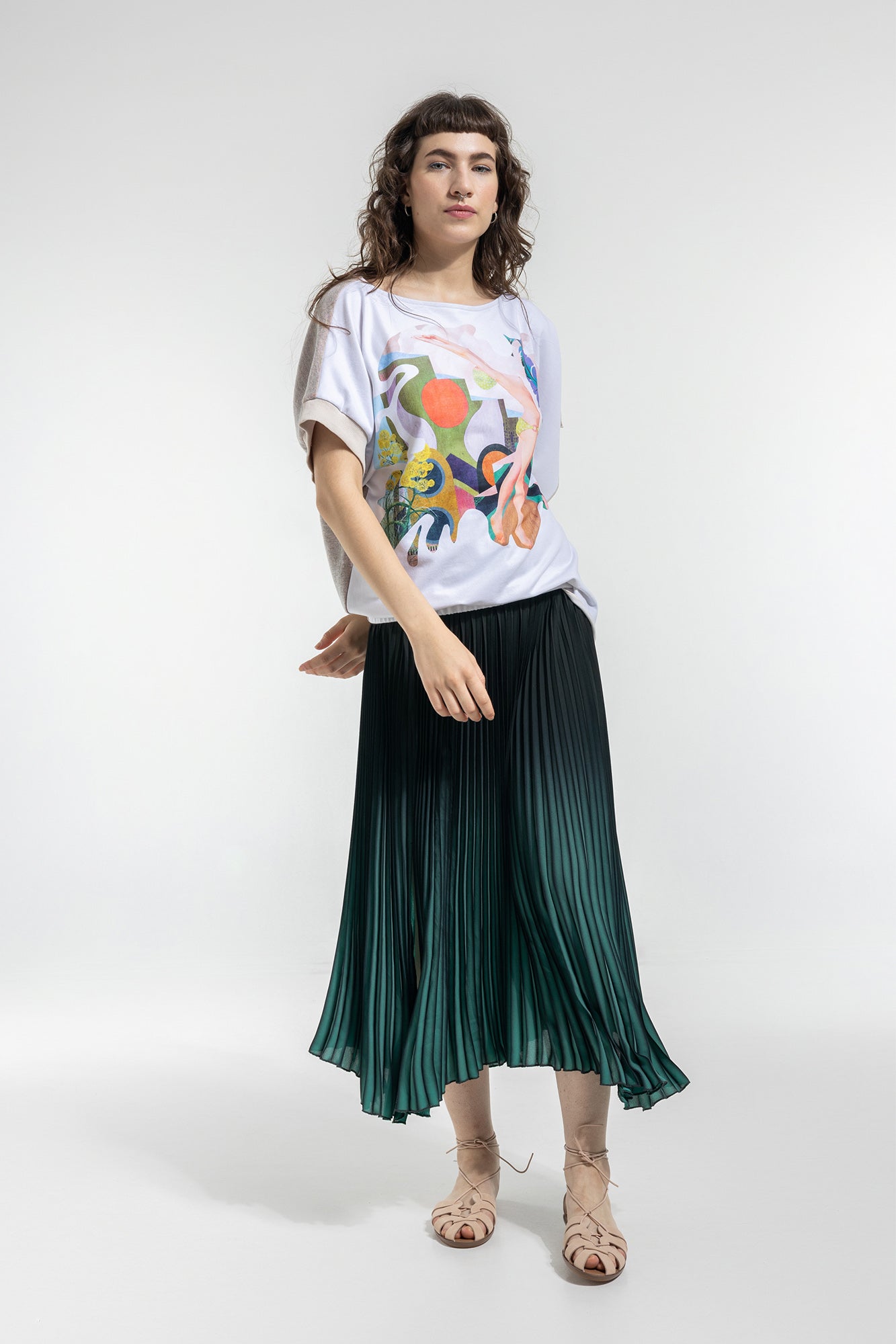 asymmetric top with elasticated hemline