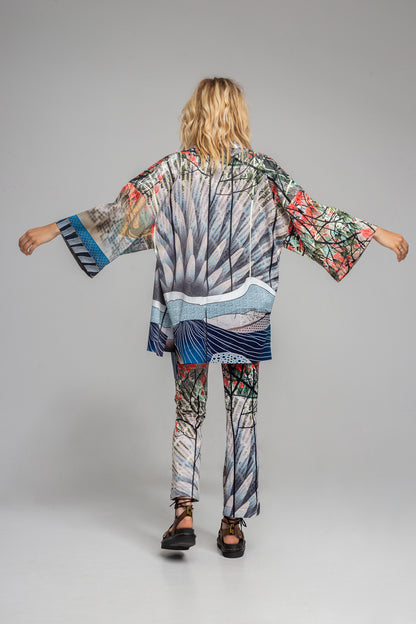 kimono style jacket with vibrant print design artista budapest