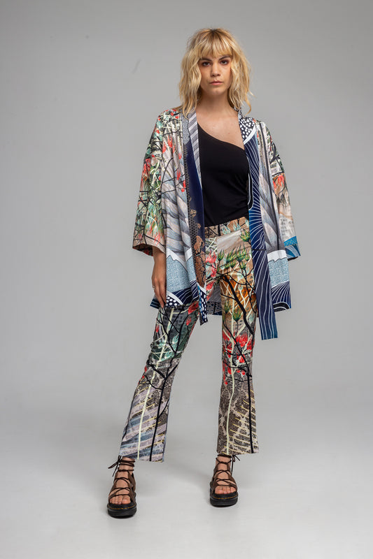 LIL printed one-size kimono