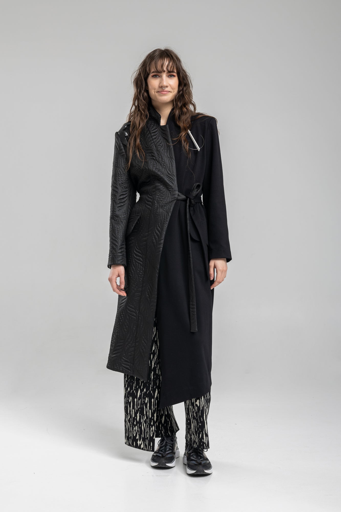 maxi jacket with tie belt