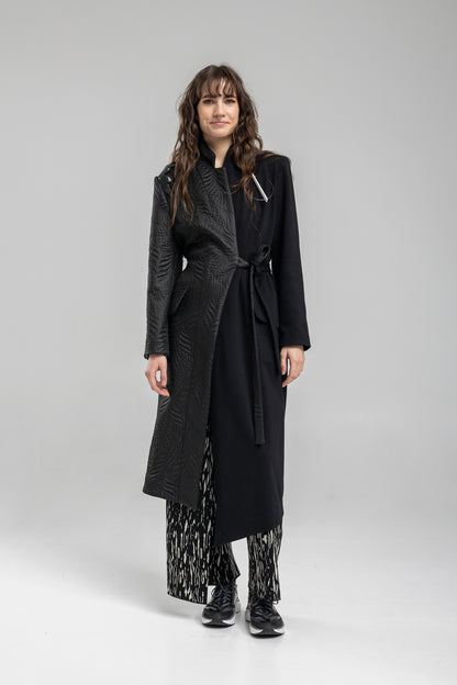 maxi jacket with tie belt