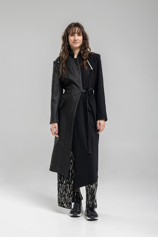 maxi jacket with tie belt