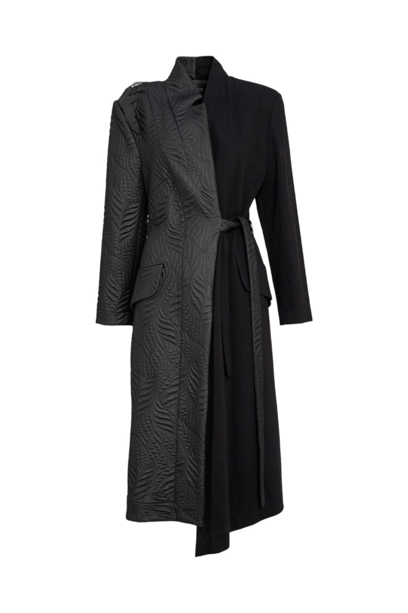 maxi jacket with shiny jacquard fabric