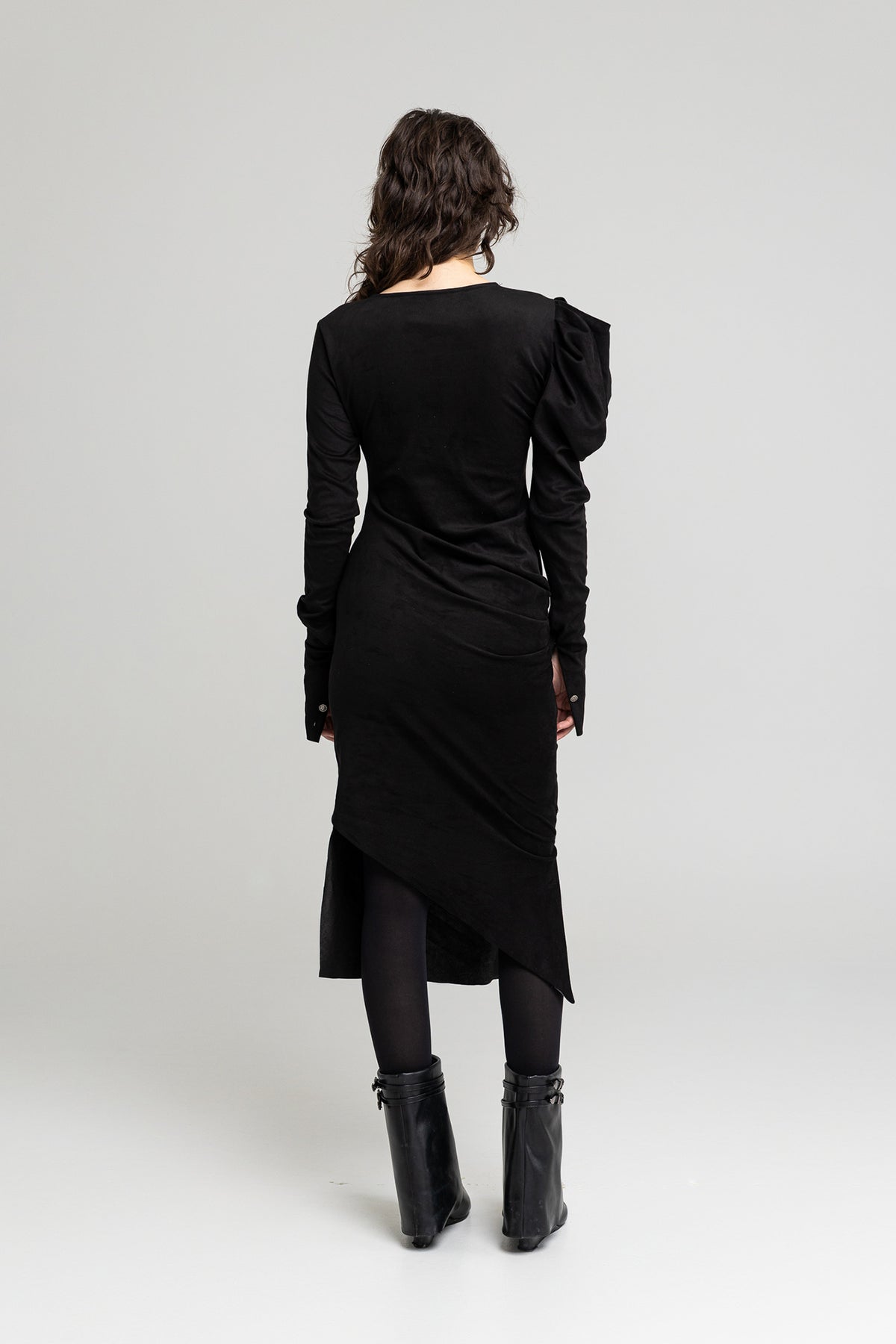 slightly elastic midi dress asymmetric hemline artista budapest