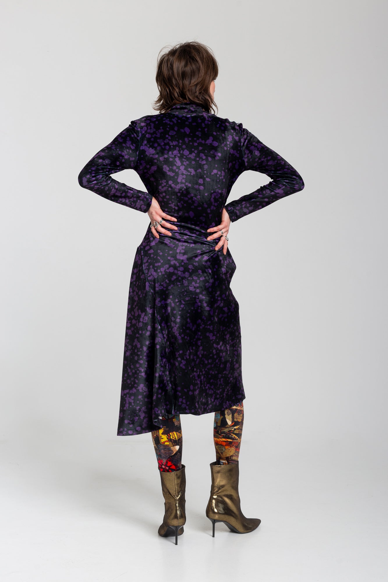 velvet midi dress digital print