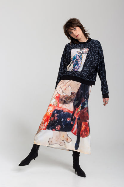 loose fitted jumper with unique print