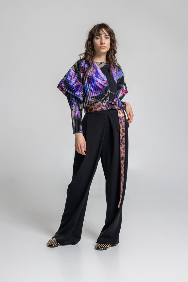 pleated long sleeve blouse with excessive folds on sleeves
