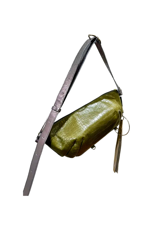 Moss Leather Ikebana Bag