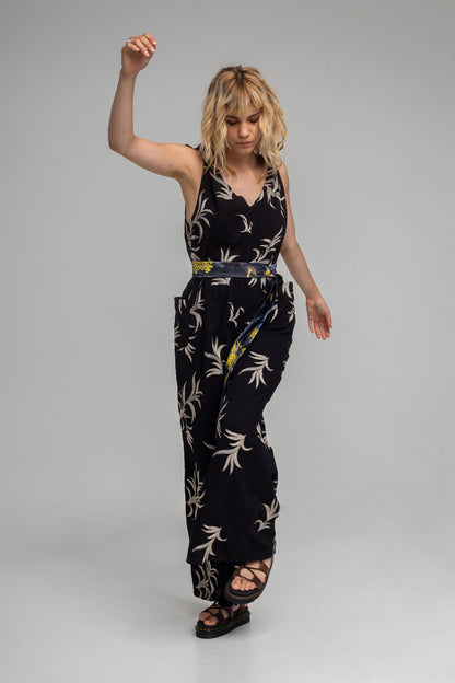 NANA printed zipped wide palazzo leg jumpsuit