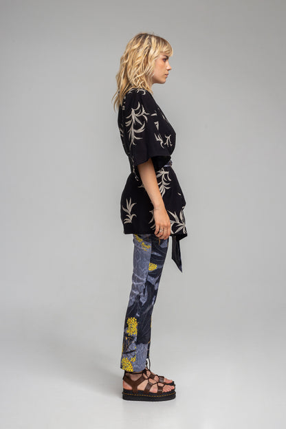 vibrant printed inset tie belt kimono artista budapest