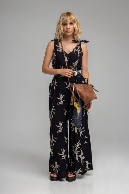 NANA printed zipped wide palazzo leg jumpsuit