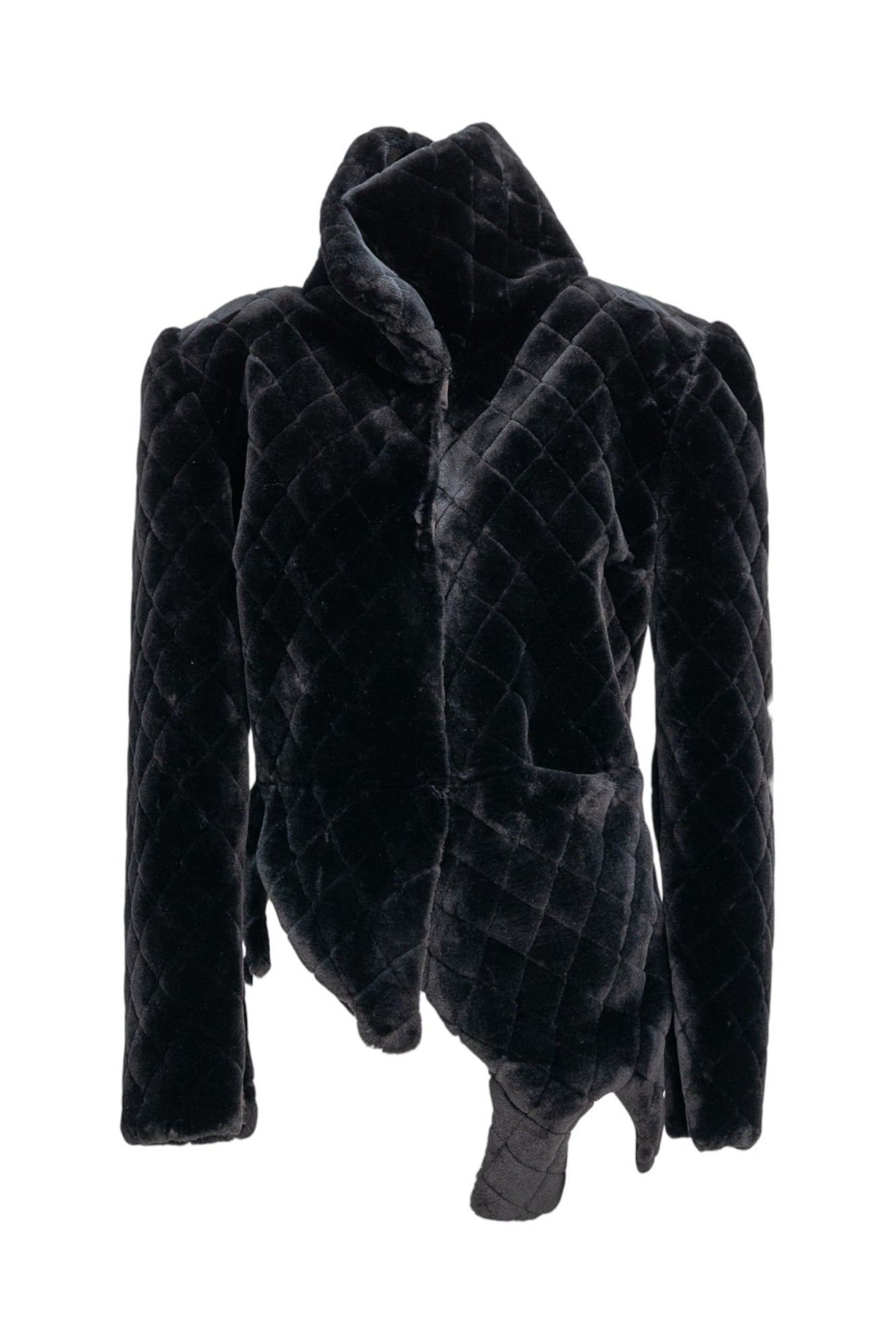 faux fur coat with asymmetric finish