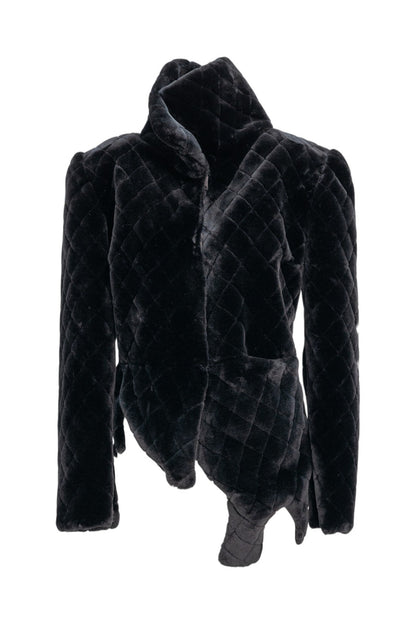 faux fur coat with asymmetric finish