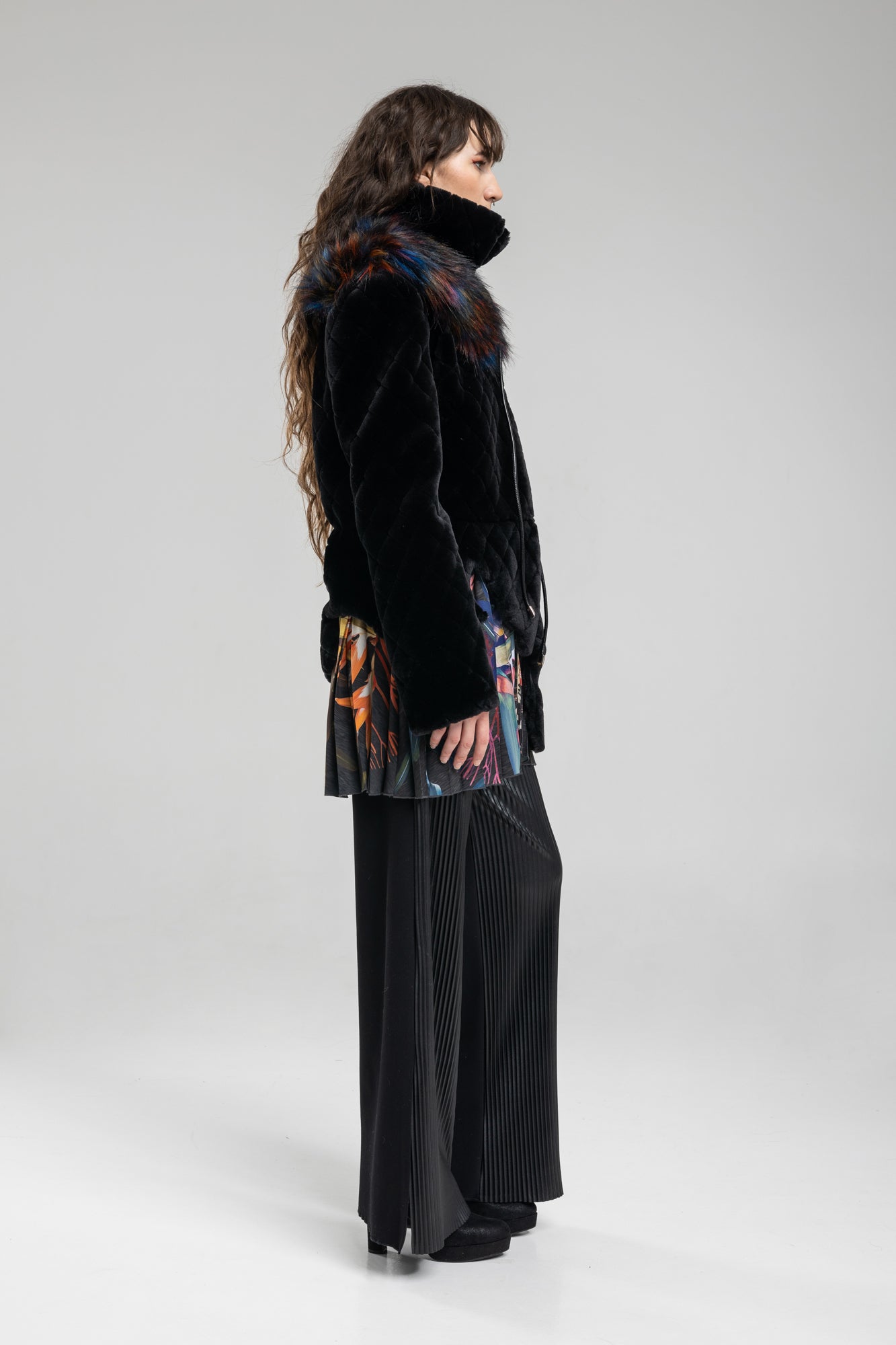 faux fur coat with front pockets