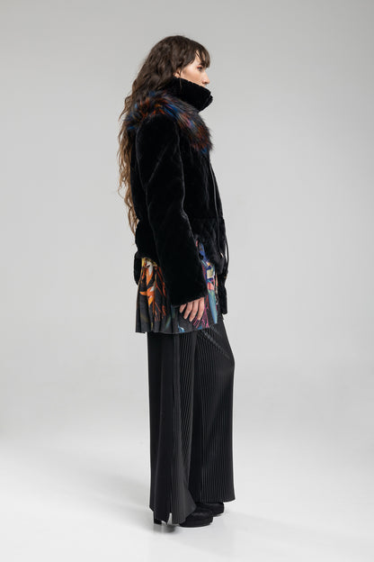 faux fur coat with front pockets