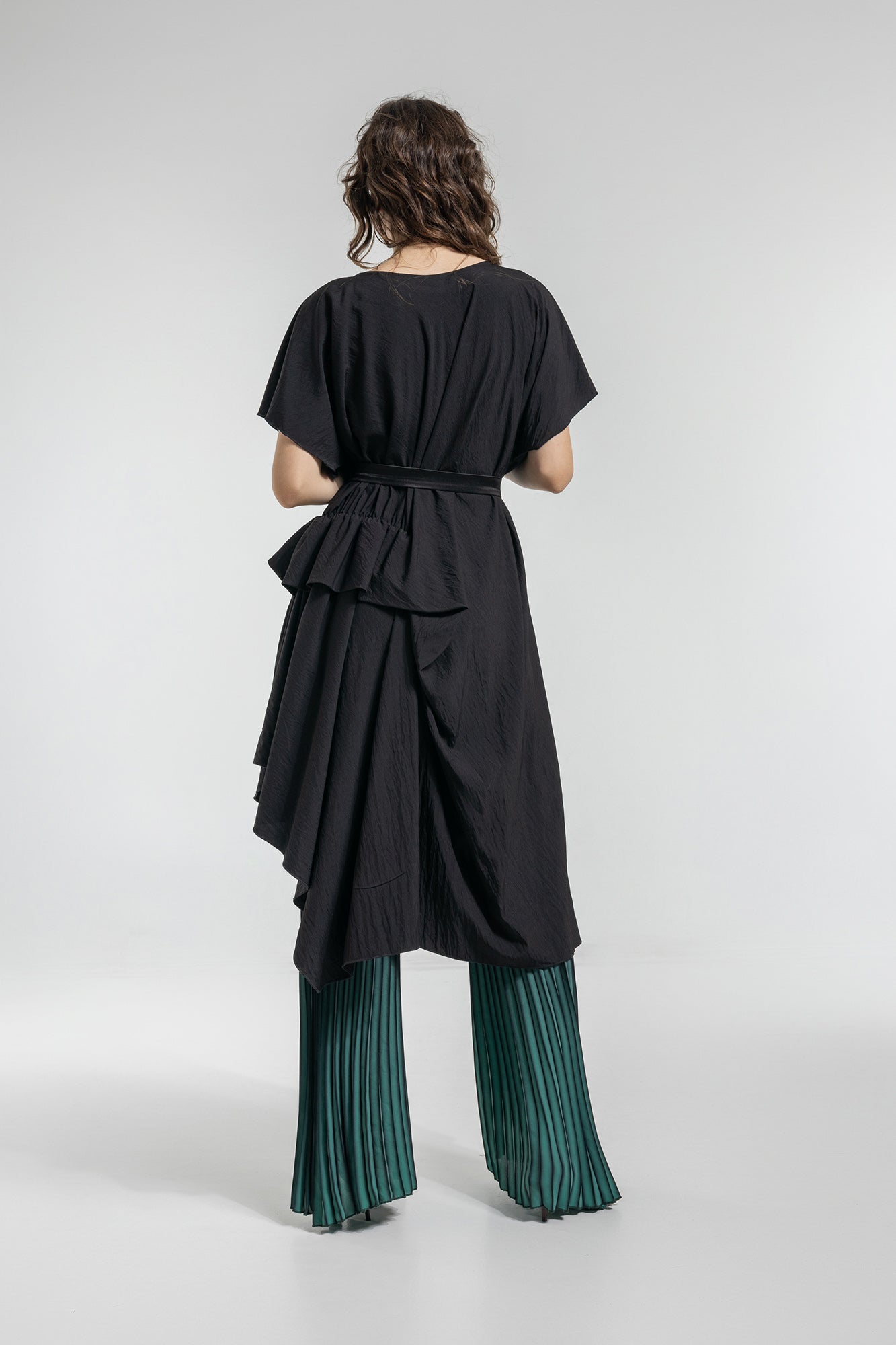 oversized midi dress with matching inset tie belt